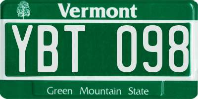 VT license plate YBT098