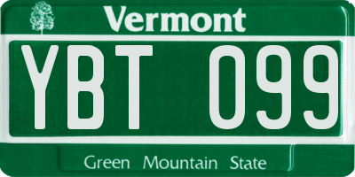 VT license plate YBT099