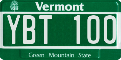 VT license plate YBT100