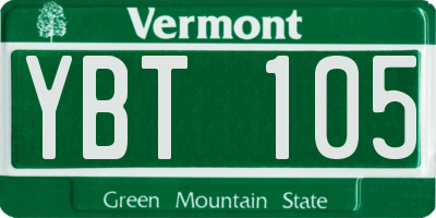 VT license plate YBT105