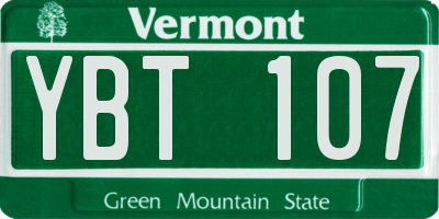 VT license plate YBT107