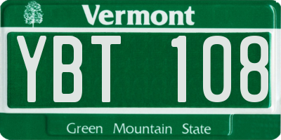 VT license plate YBT108