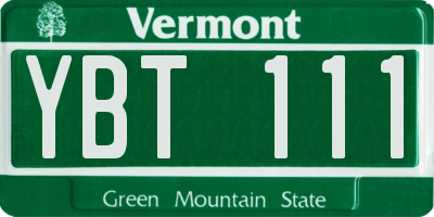 VT license plate YBT111