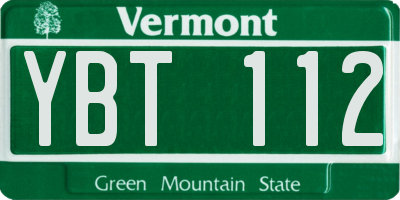 VT license plate YBT112