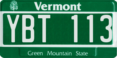 VT license plate YBT113