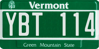 VT license plate YBT114