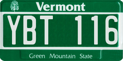 VT license plate YBT116
