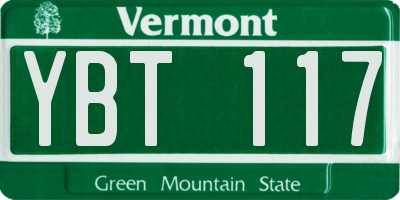 VT license plate YBT117