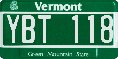 VT license plate YBT118