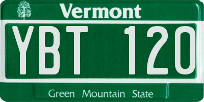 VT license plate YBT120