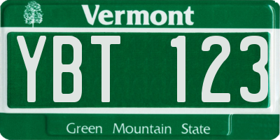 VT license plate YBT123