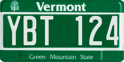VT license plate YBT124