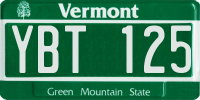 VT license plate YBT125