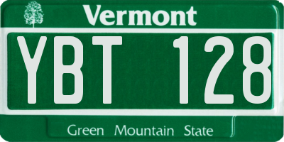 VT license plate YBT128