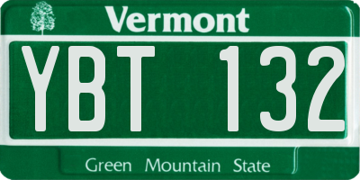 VT license plate YBT132