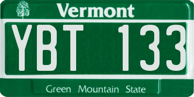 VT license plate YBT133