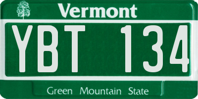 VT license plate YBT134