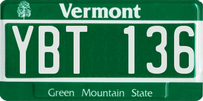 VT license plate YBT136