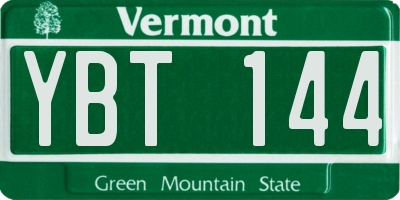 VT license plate YBT144