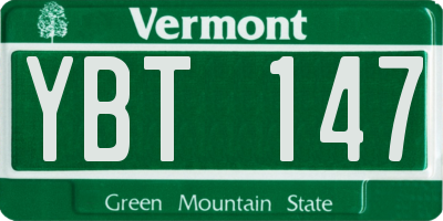 VT license plate YBT147