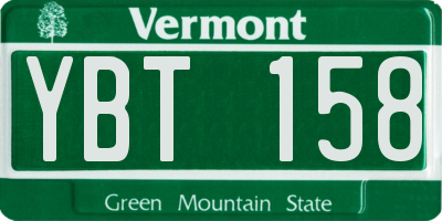 VT license plate YBT158