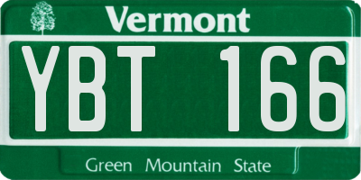 VT license plate YBT166