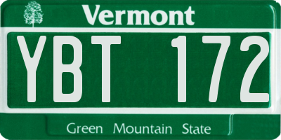 VT license plate YBT172