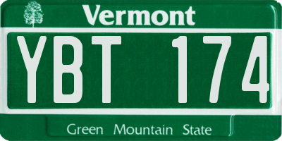 VT license plate YBT174
