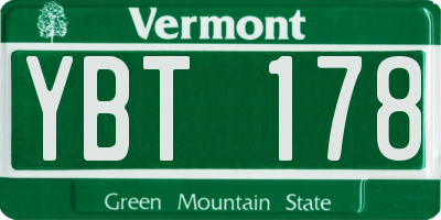 VT license plate YBT178