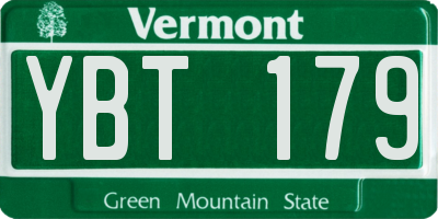 VT license plate YBT179