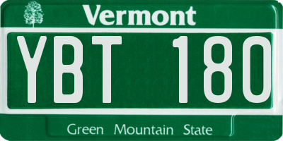 VT license plate YBT180