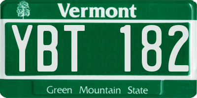 VT license plate YBT182