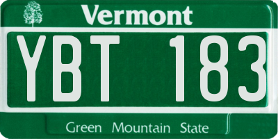 VT license plate YBT183