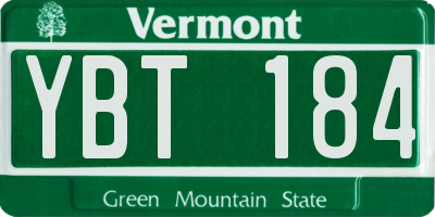VT license plate YBT184