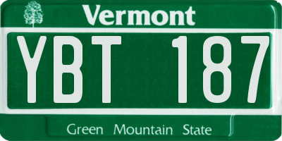 VT license plate YBT187