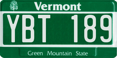 VT license plate YBT189
