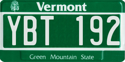 VT license plate YBT192