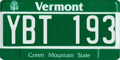 VT license plate YBT193