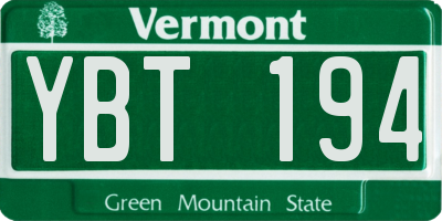 VT license plate YBT194
