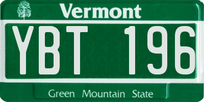 VT license plate YBT196