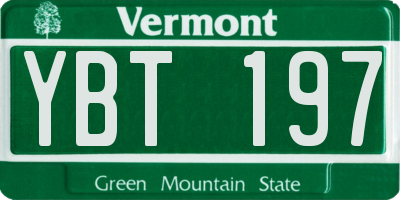 VT license plate YBT197