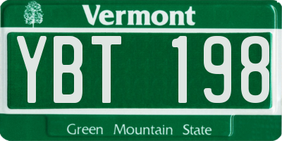 VT license plate YBT198