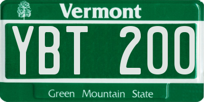 VT license plate YBT200