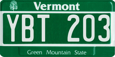 VT license plate YBT203