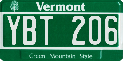 VT license plate YBT206