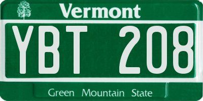 VT license plate YBT208