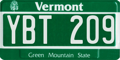 VT license plate YBT209