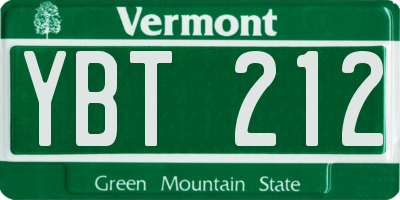 VT license plate YBT212