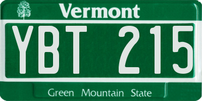 VT license plate YBT215