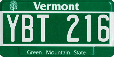 VT license plate YBT216